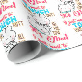 Papier Cadeau Cute Funny Bunny I Just Want To Touch Your Butt (Coin rond)