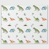 Papier Cadeau Cute Funny Dinosaur Birthday Party Wrapping Paper (Plat)