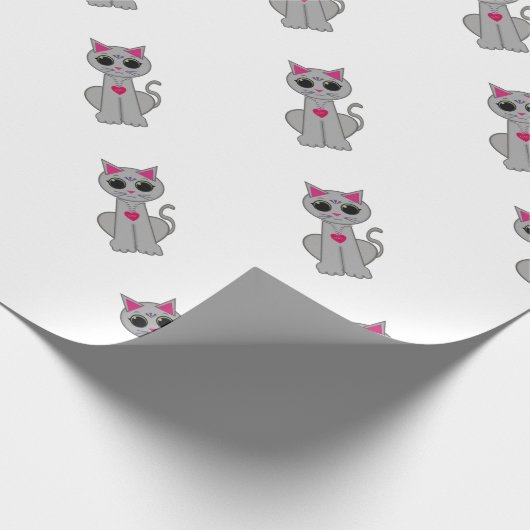 Papier Cadeau Cute Funny Happy Grey Chat (Coin)