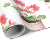 Papier Cadeau Cute geranium pots (Coin rond)