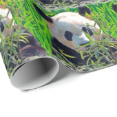 Papier Cadeau Cute Giant Panda Ours avec savoureux Feuilles Bamb (Coin rond)