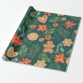 Papier Cadeau Cute Gingerbread Homme garçon Noël Pays mignon (Déroulé)