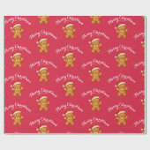 Papier Cadeau Cute Gingerbread Man with Santa Hat -  (Plat)