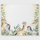 Papier Cadeau Cute Giraffe, Baby shower Feuille Zebra (Plat)
