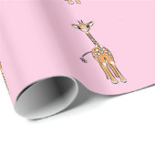 Papier Cadeau Cute Giraffe drawing, safari animals (Coin rond)