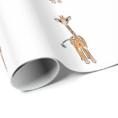 Papier Cadeau Cute Giraffe drawing, safari animals (Coin rond)