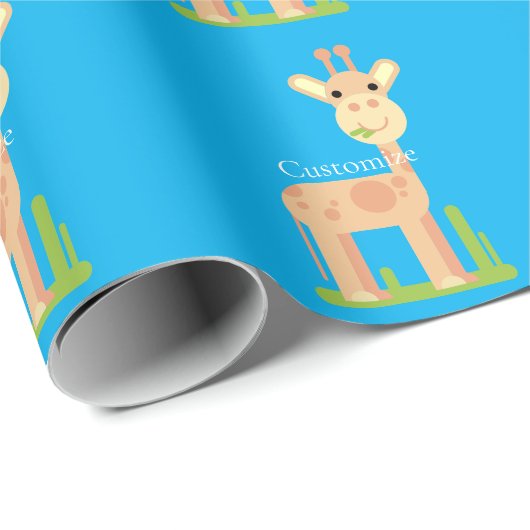 Papier Cadeau Cute Giraffe Munching Thunder_Cove (Coin rond)