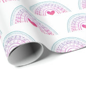 Papier Cadeau Cute Girl Boho Rainbow Birthday (Coin rond)