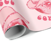 Papier Cadeau Cute Girl Rose Disco Casquette (Coin rond)