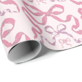 Papier Cadeau Cute Girl Rose esthétique Bow (Coin rond)