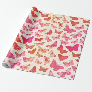 Papier Cadeau Cute Girl Super Papillon rose Motif