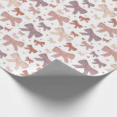 Papier Cadeau Cute Girly Dusty Rose Bows Et Coeurs Motif (Coin)