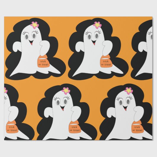 Papier Cadeau Cute Girly Ghost Halloween Trick or Treat (Plat)
