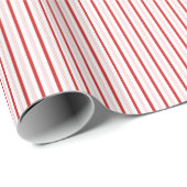 Papier Cadeau Cute Girly Red and Pink Candy Cane Pinstripe (Coin rond)