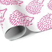 Papier Cadeau Cute Girly rose Hérisson Enfants Bébé animal (Coin rond)