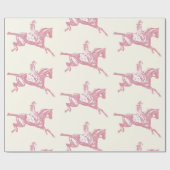 Papier Cadeau Cute Girly Rose Rose Or Équitation Équitation (Plat)