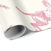 Papier Cadeau Cute Girly Rose Rose Or Équitation Équitation (Coin rond)