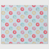 Papier Cadeau Cute Glazed Doughnut Pattern Light Blue (Plat)