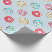 Papier Cadeau Cute Glazed Doughnut Pattern Light Blue (Coin)