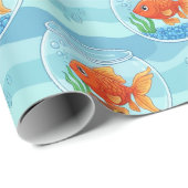 Papier Cadeau Cute Goldfish Bowl Wrapping Paper (Coin rond)