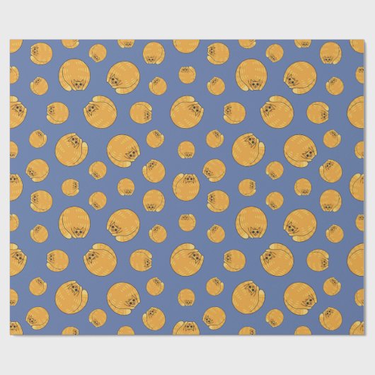 Papier Cadeau Cute gras Orange Chat Motif Bleu (Plat)