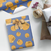 Papier Cadeau Cute gras Orange Chat Motif Bleu