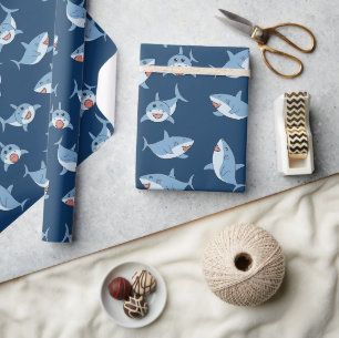 Papier Cadeau Cute Great White Sharks Motif Océan