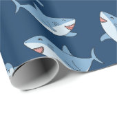 Papier Cadeau Cute Great White Sharks Motif Océan (Coin rond)