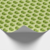 Papier Cadeau Cute Green Heart-Shaped Alien Head Pattern (Coin)