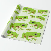 Papier Cadeau Cute Green Tree Frog Motif (Déroulé)