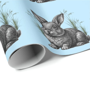 Papier Cadeau Cute Grey Rabbit contre un ciel bleu