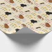 Papier Cadeau Cute Guinée Chiens En Fleur Motif Jardin - Jaune (Coin)