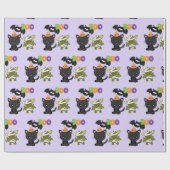 Papier Cadeau Cute Halloween Chat, chauve-souris et maman Boo (Plat)