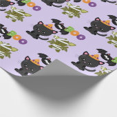 Papier Cadeau Cute Halloween Chat, chauve-souris et maman Boo (Coin)