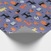 Papier Cadeau Cute Halloween Chat Éffrayant pourpre (Coin)