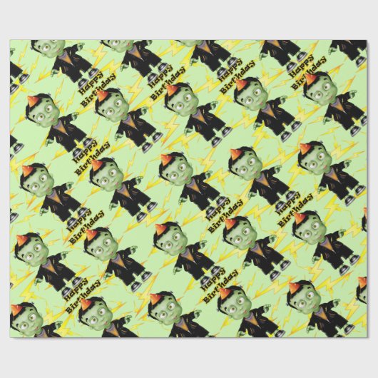 Papier Cadeau Cute Halloween Frankenstein Monster fête d'anniver (Plat)