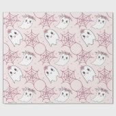 Papier Cadeau Cute Halloween Ghost & Spiderweb Motif (2) (Plat)