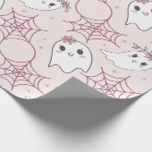 Papier Cadeau Cute Halloween Ghost & Spiderweb Motif (2) (Coin)