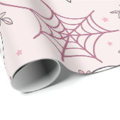 Papier Cadeau Cute Halloween Ghost & Spiderweb Motif (2) (Coin rond)