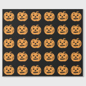 Papier Cadeau Cute Halloween Jack-o'-lantern Orange Black Motif (Plat)