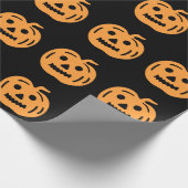 Papier Cadeau Cute Halloween Jack-o'-lantern Orange Black Motif (Coin)