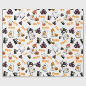 Papier Cadeau Cute Halloween Motif fantôme - Chats noirs Éffraya (Plat)