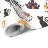 Papier Cadeau Cute Halloween Motif fantôme - Chats noirs Éffraya (Coin rond)