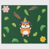 Papier Cadeau Cute Hamster Botanical à thème fête d'anniversaire (Plat)