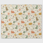 Papier Cadeau Cute Hand Drawn Spring Bunnies Wrapping Paper Roll (Plat)