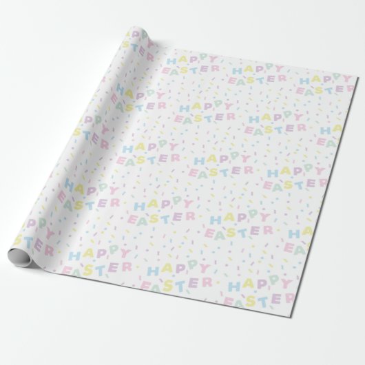 Papier Cadeau Cute Happy Easter Word Confetti Pattern (Déroulé)
