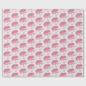 Papier Cadeau Cute Happy Hedgehog Monogrammed (Plat)