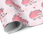 Papier Cadeau Cute Happy Hedgehog Monogrammed (Coin rond)