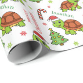 Papier Cadeau Cute Happy Turtles Christmas Tree Holidays (Coin rond)