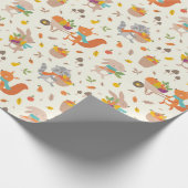 Papier Cadeau Cute Harvest Automne animaux avec légumes à la crè (Coin)